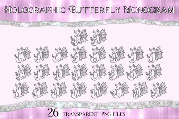Download Holographic Butterfly Monogram - Premium Bundle