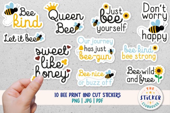 Download Bee Sticker Bundle | Bee Print and Cut - Bee sticker bundle Collection