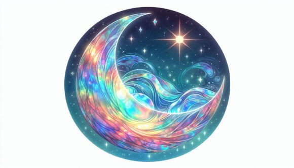 Download Holographic Effect on a Glowing Crescent - Holographic effect Collection